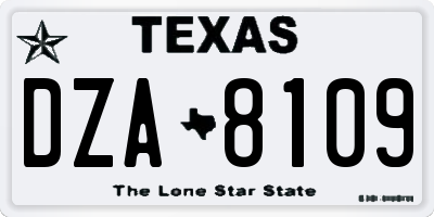 TX license plate DZA8109