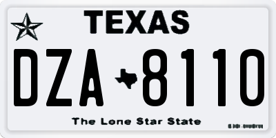 TX license plate DZA8110