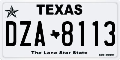 TX license plate DZA8113