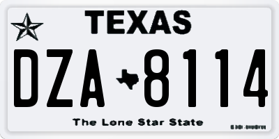 TX license plate DZA8114