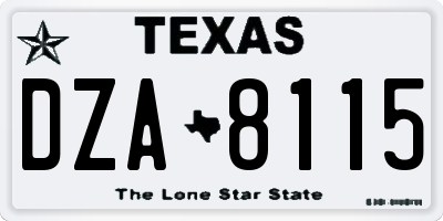 TX license plate DZA8115