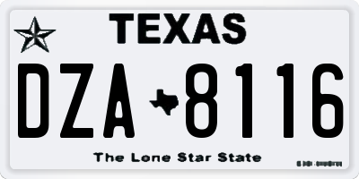 TX license plate DZA8116