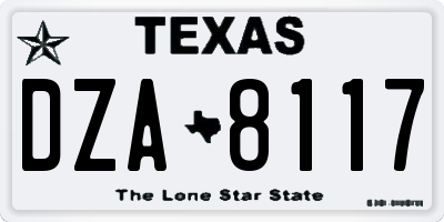 TX license plate DZA8117