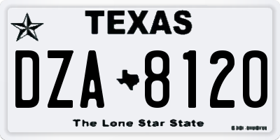 TX license plate DZA8120