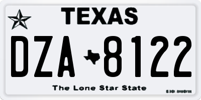 TX license plate DZA8122