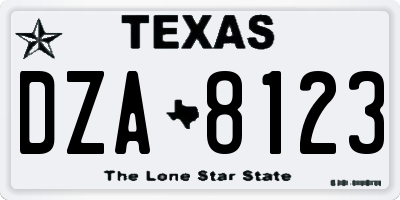TX license plate DZA8123