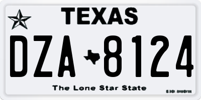 TX license plate DZA8124