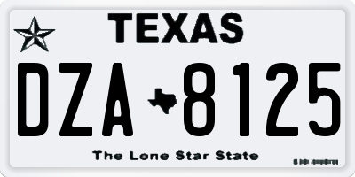 TX license plate DZA8125
