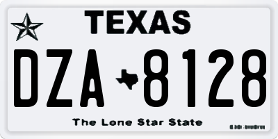 TX license plate DZA8128