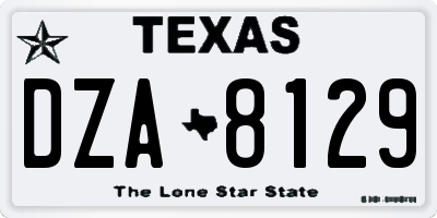 TX license plate DZA8129