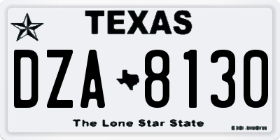 TX license plate DZA8130