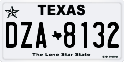 TX license plate DZA8132