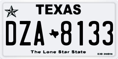 TX license plate DZA8133