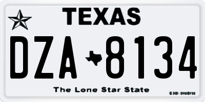 TX license plate DZA8134