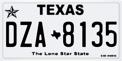 TX license plate DZA8135