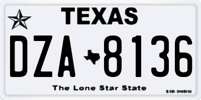 TX license plate DZA8136