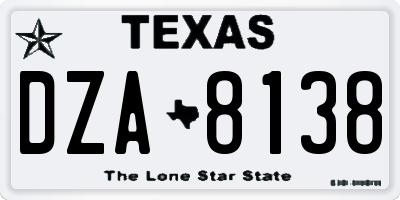 TX license plate DZA8138