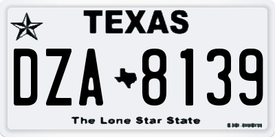 TX license plate DZA8139