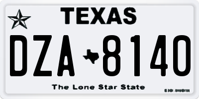TX license plate DZA8140