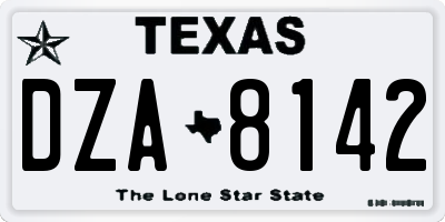 TX license plate DZA8142