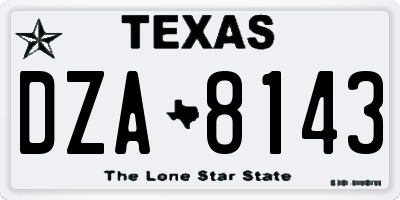 TX license plate DZA8143
