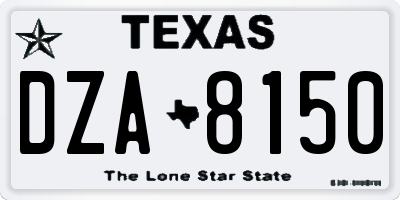 TX license plate DZA8150