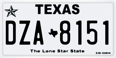 TX license plate DZA8151