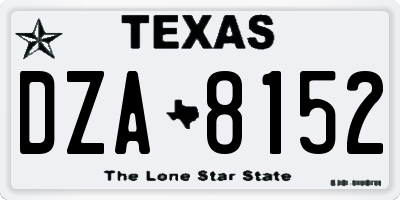 TX license plate DZA8152