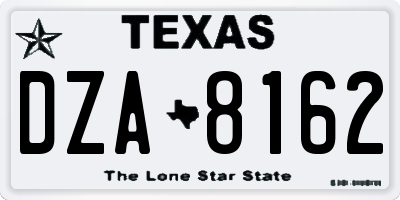 TX license plate DZA8162