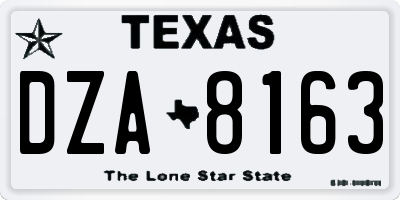 TX license plate DZA8163