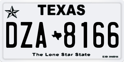 TX license plate DZA8166