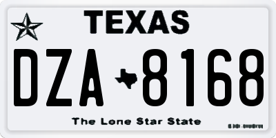 TX license plate DZA8168
