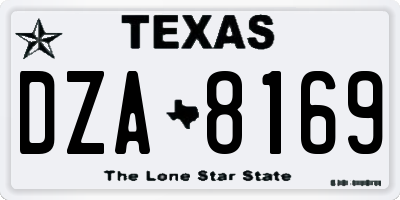 TX license plate DZA8169