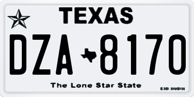 TX license plate DZA8170