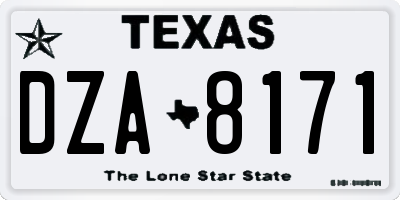 TX license plate DZA8171