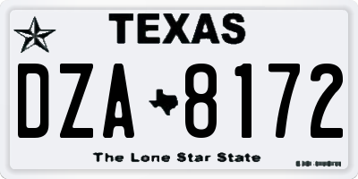 TX license plate DZA8172