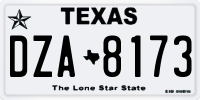 TX license plate DZA8173