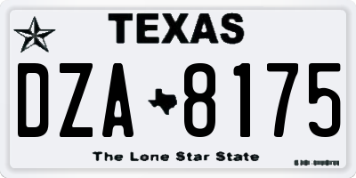 TX license plate DZA8175