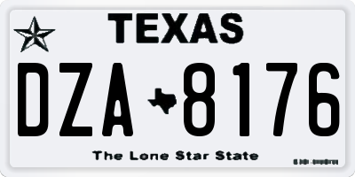 TX license plate DZA8176