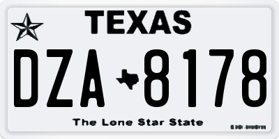 TX license plate DZA8178