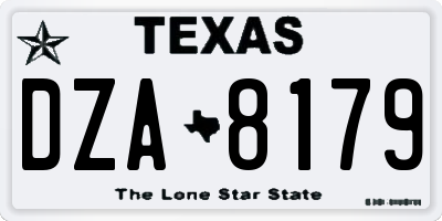 TX license plate DZA8179