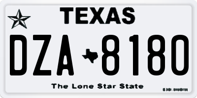 TX license plate DZA8180