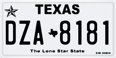 TX license plate DZA8181