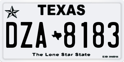 TX license plate DZA8183