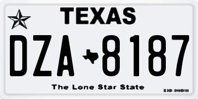 TX license plate DZA8187