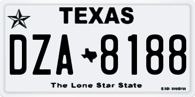 TX license plate DZA8188