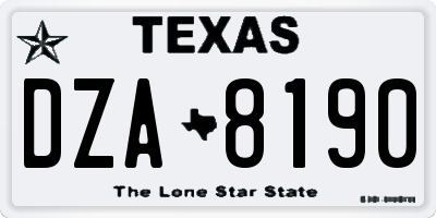 TX license plate DZA8190
