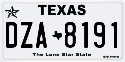 TX license plate DZA8191
