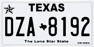TX license plate DZA8192
