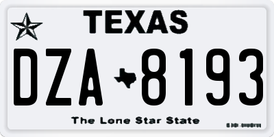TX license plate DZA8193